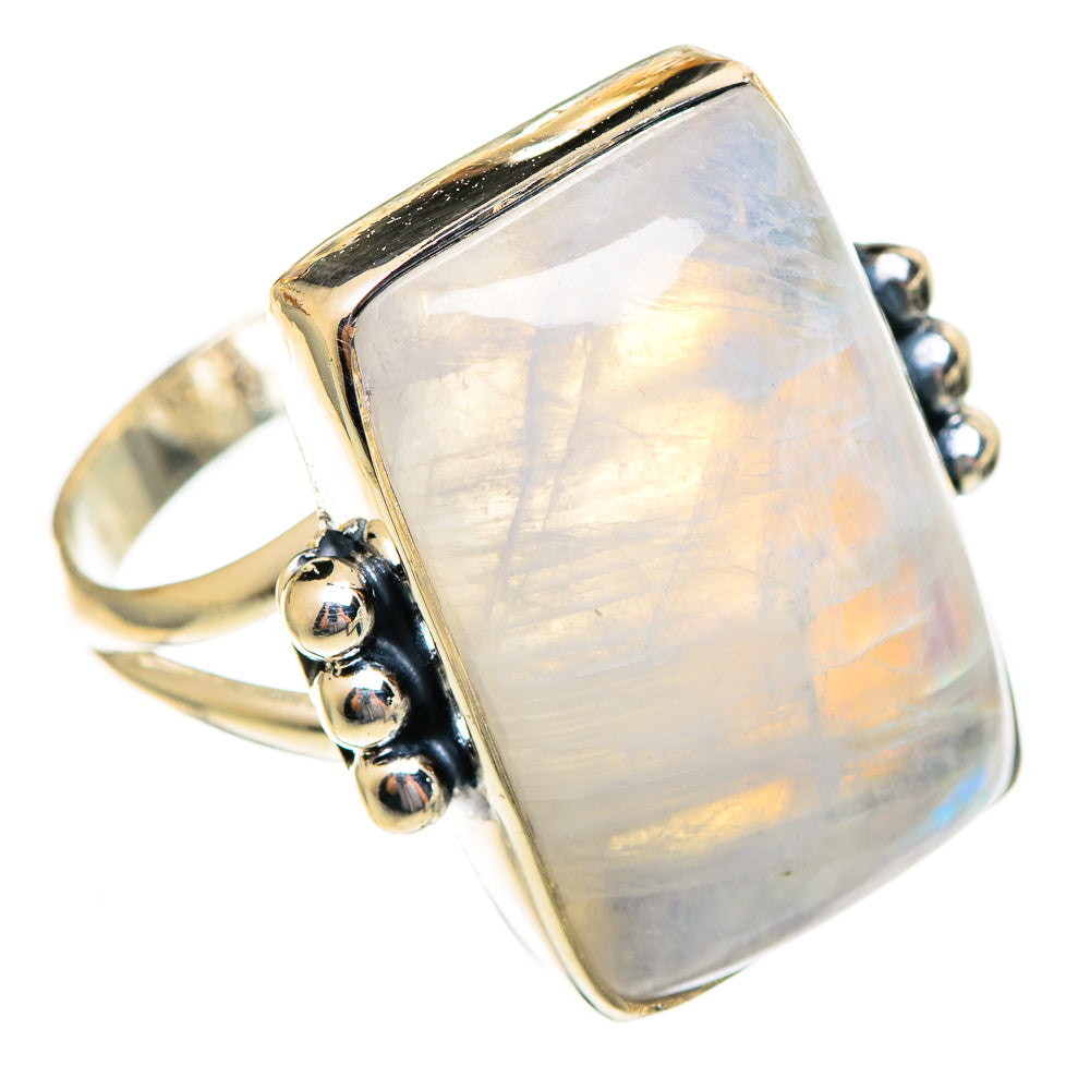 Rainbow Moonstone Rings handcrafted by Ana Silver Co - RING108170 - Photo 2