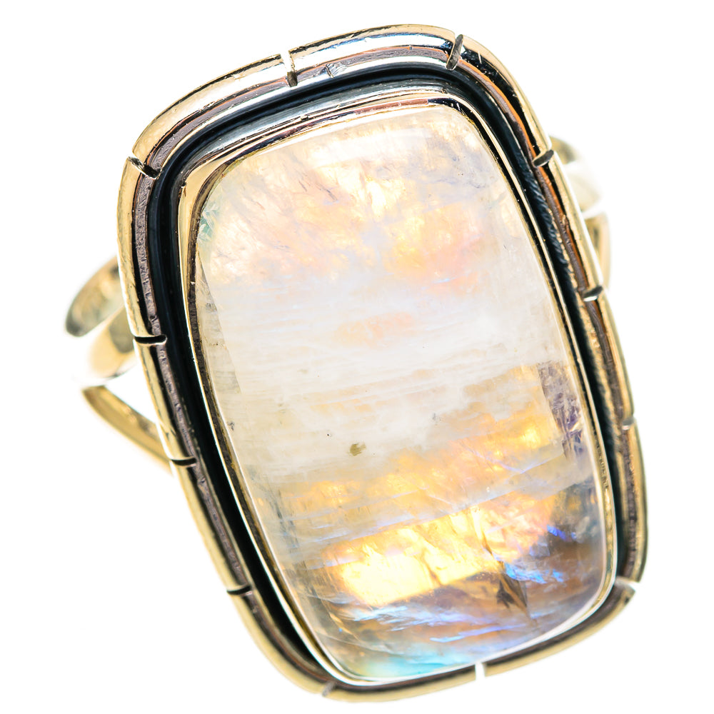 Rainbow Moonstone Rings handcrafted by Ana Silver Co - RING108173 - Photo 2