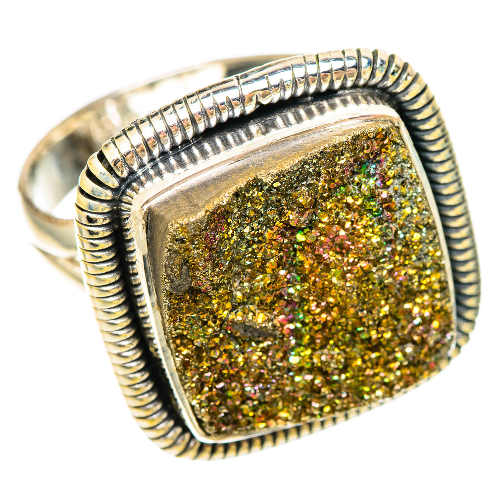 Spectro Pyrite Druzy Rings handcrafted by Ana Silver Co - RING108353 - Photo 2
