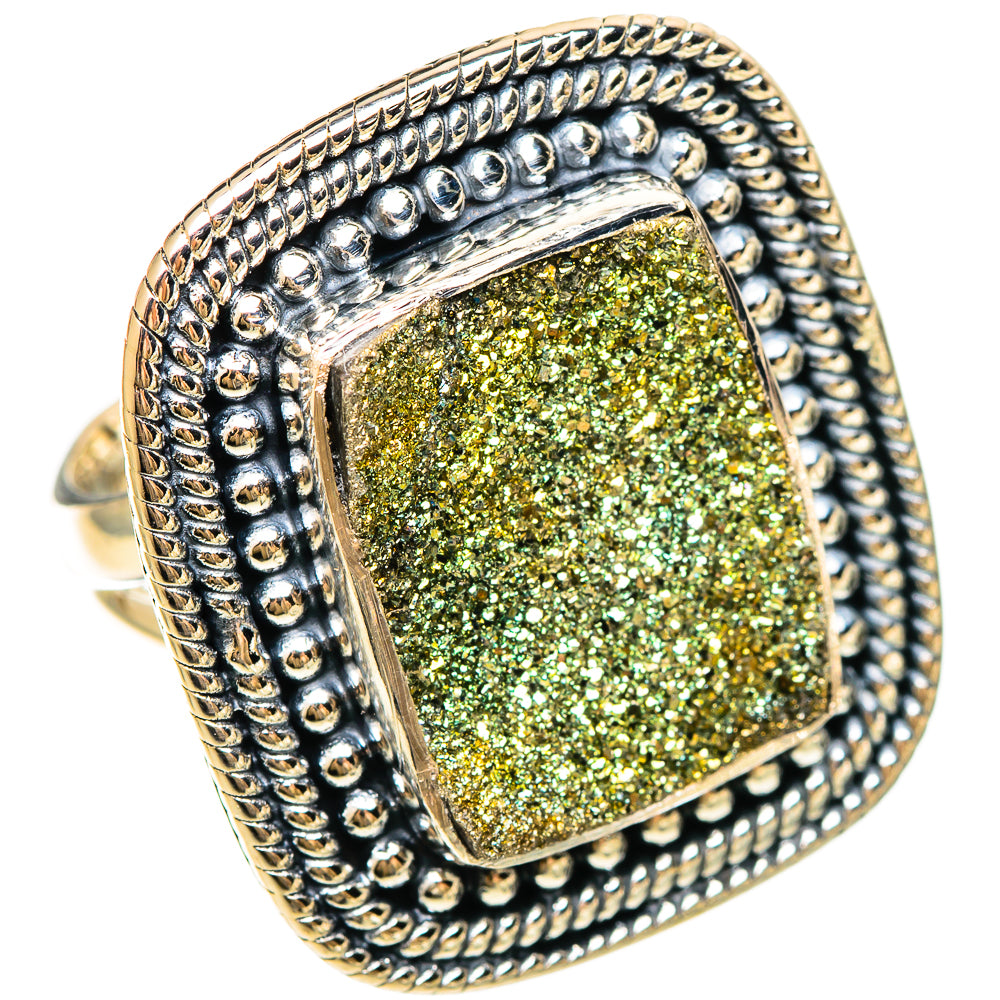 Spectro Pyrite Druzy Rings handcrafted by Ana Silver Co - RING108354 - Photo 2
