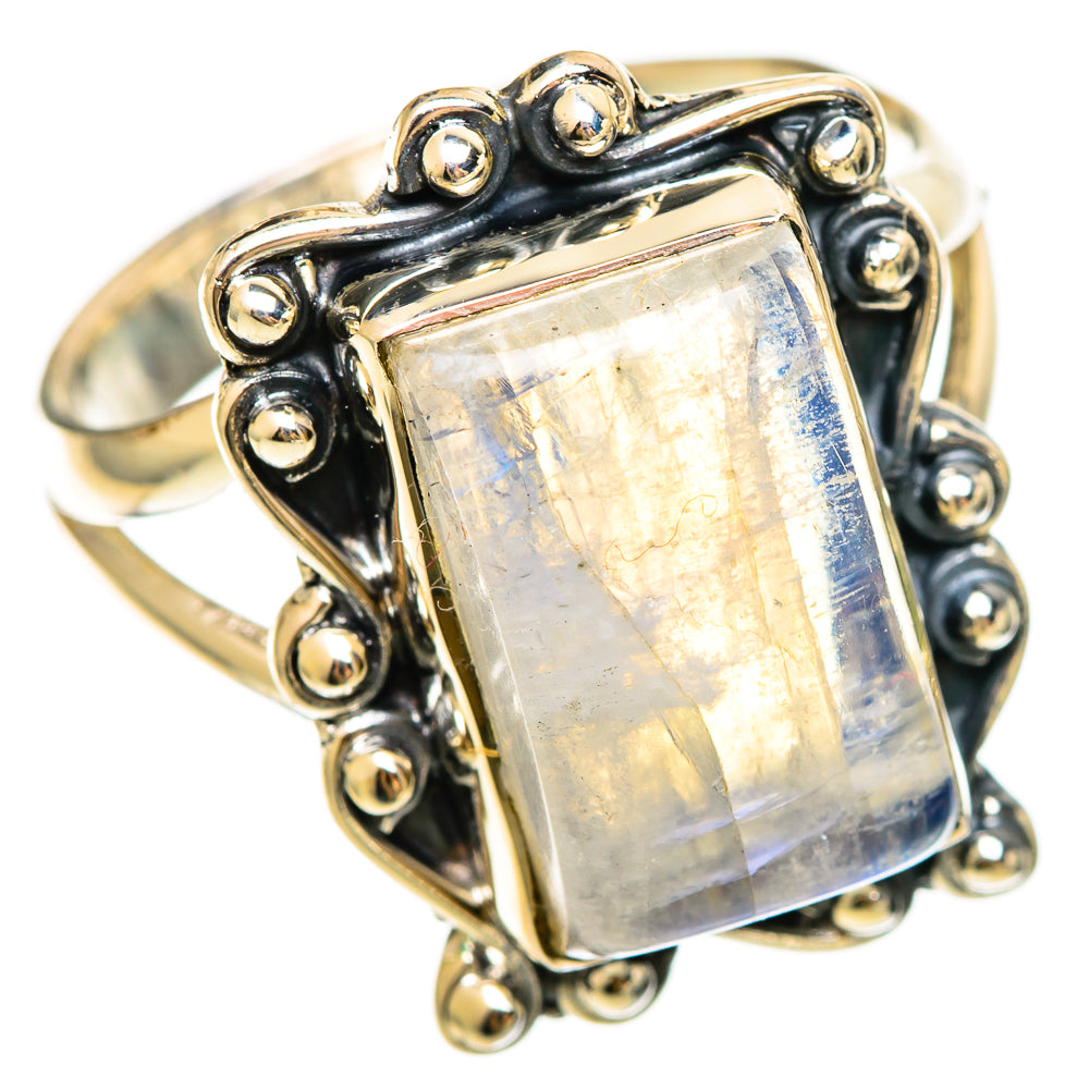 Rainbow Moonstone Rings handcrafted by Ana Silver Co - RING108547 - Photo 2