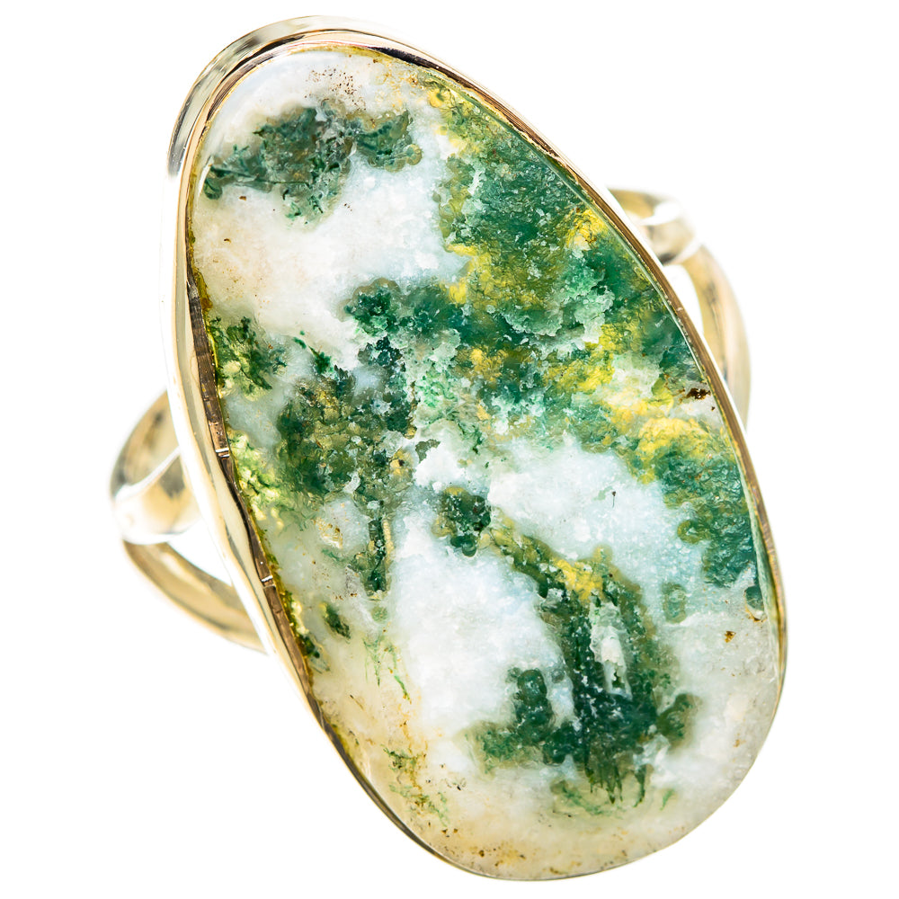 Green Moss Agate Rings handcrafted by Ana Silver Co - RING108621 - Photo 2