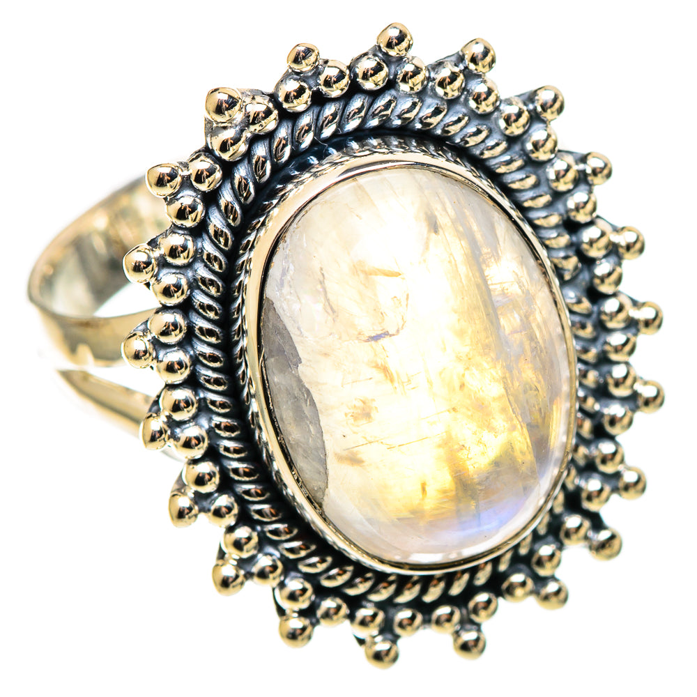 Rainbow Moonstone Rings handcrafted by Ana Silver Co - RING108652 - Photo 2