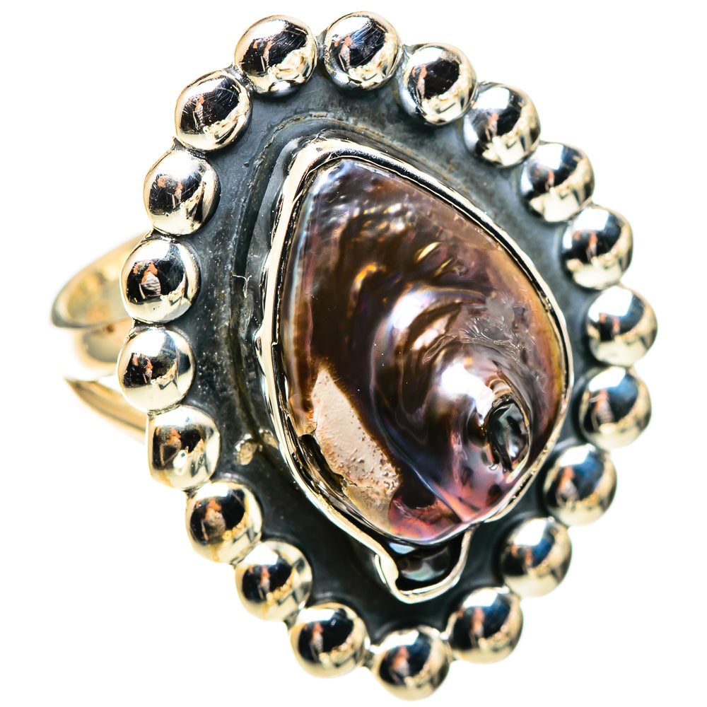 Titanium Mother Of Pearl Rings handcrafted by Ana Silver Co - RING108776 - Photo 2