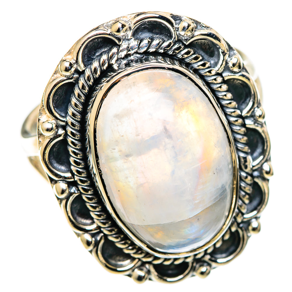 Rainbow Moonstone Rings handcrafted by Ana Silver Co - RING108951 - Photo 2