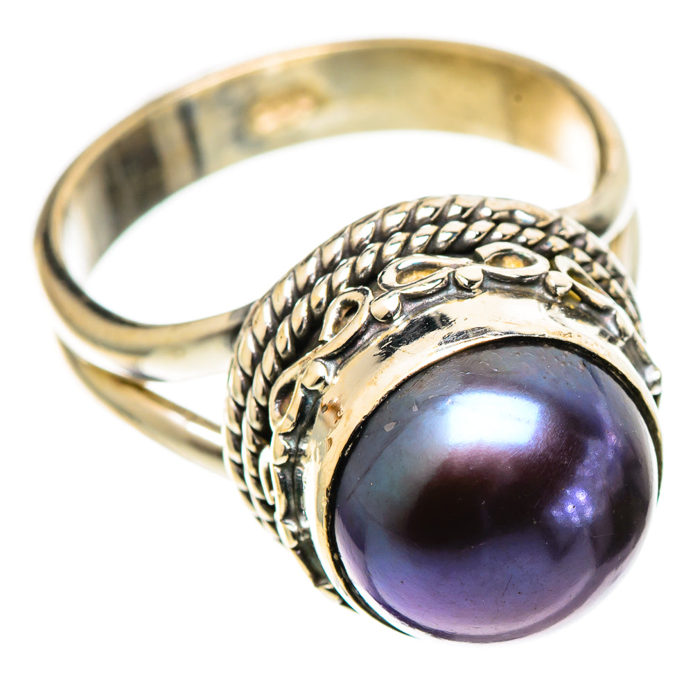 Titanium Pearl Rings handcrafted by Ana Silver Co - RING109006 - Photo 2