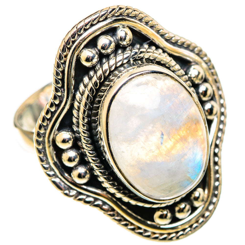 Rainbow Moonstone Rings handcrafted by Ana Silver Co - RING109069 - Photo 2