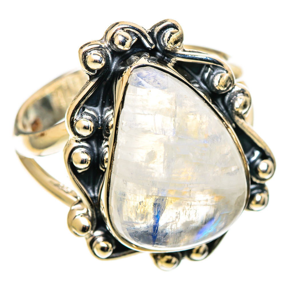 Rainbow Moonstone Rings handcrafted by Ana Silver Co - RING109097 - Photo 2