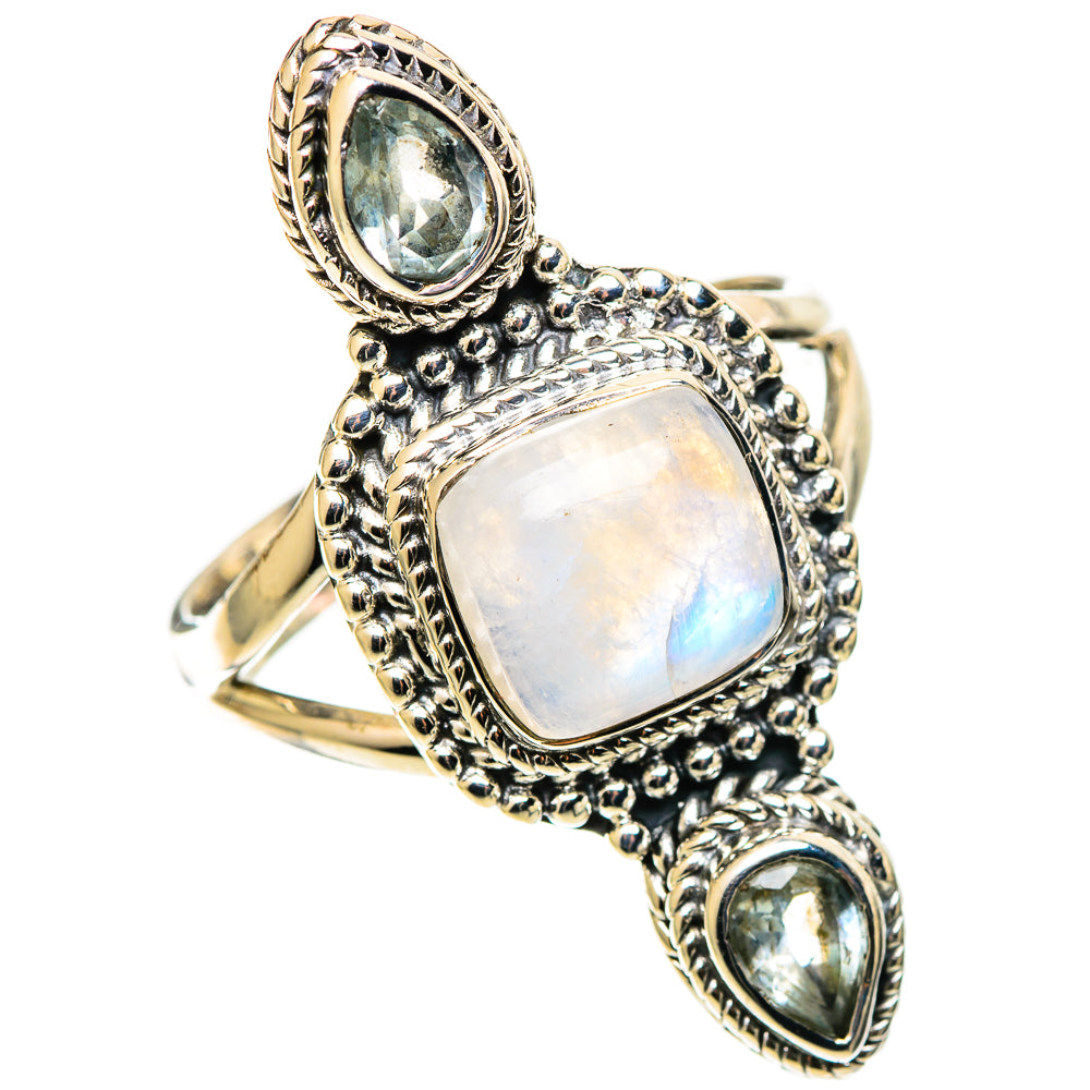 Rainbow Moonstone Rings handcrafted by Ana Silver Co - RING109122 - Photo 2