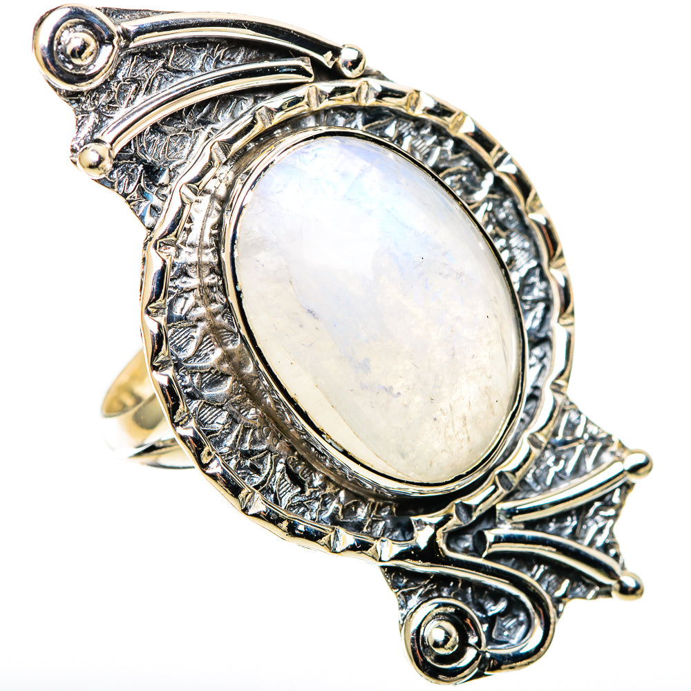 Rainbow Moonstone Rings handcrafted by Ana Silver Co - RING109123 - Photo 2