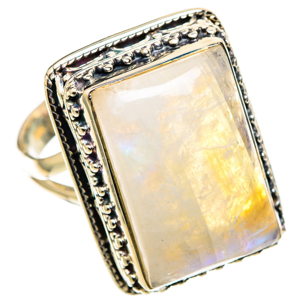 Rainbow Moonstone Rings handcrafted by Ana Silver Co - RING109168 - Photo 2