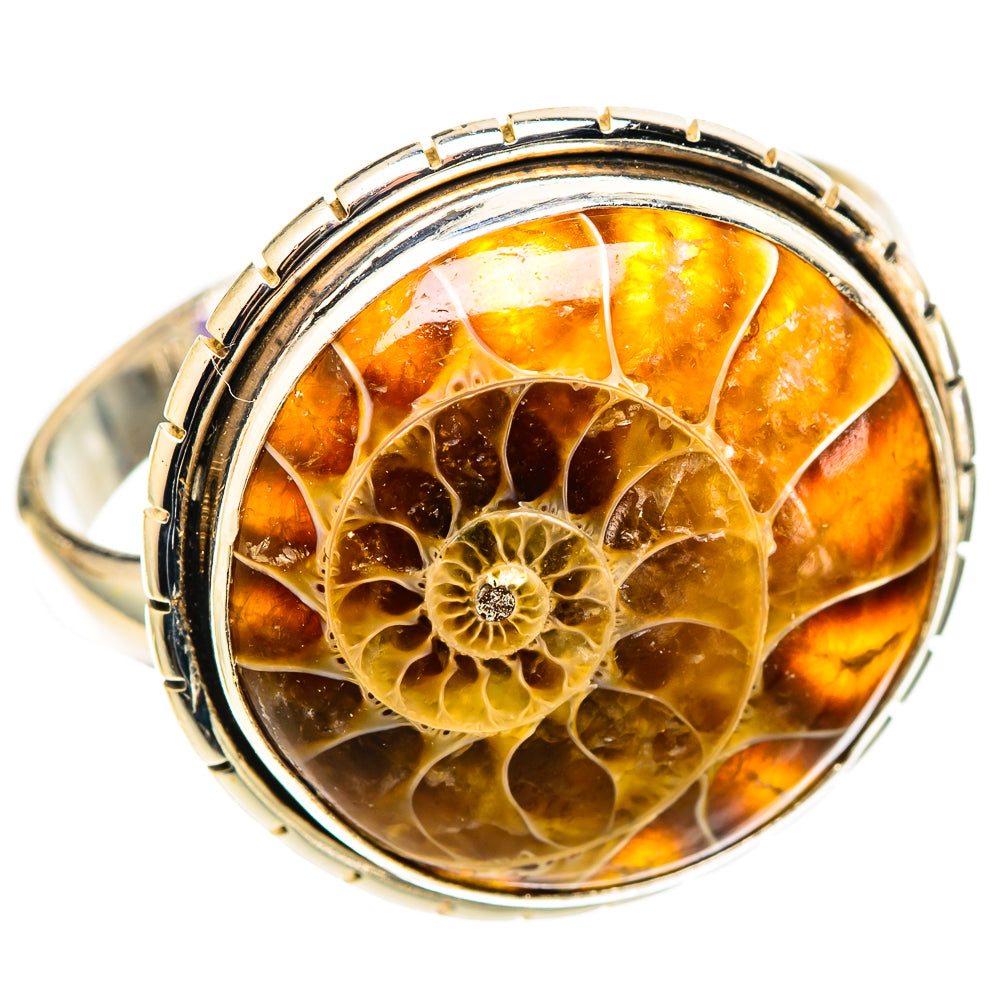 Ammonite Fossil Rings handcrafted by Ana Silver Co - RING109194 - Photo 2