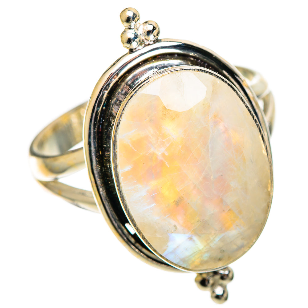 Rainbow Moonstone Rings handcrafted by Ana Silver Co - RING109556 - Photo 2
