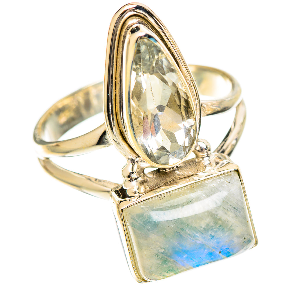 Rainbow Moonstone Rings handcrafted by Ana Silver Co - RING109681 - Photo 2