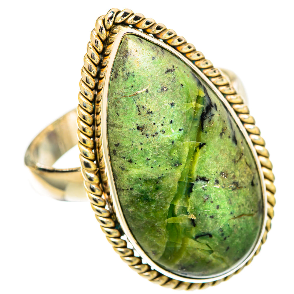 African Green Opal Rings handcrafted by Ana Silver Co - RING109725 - Photo 2