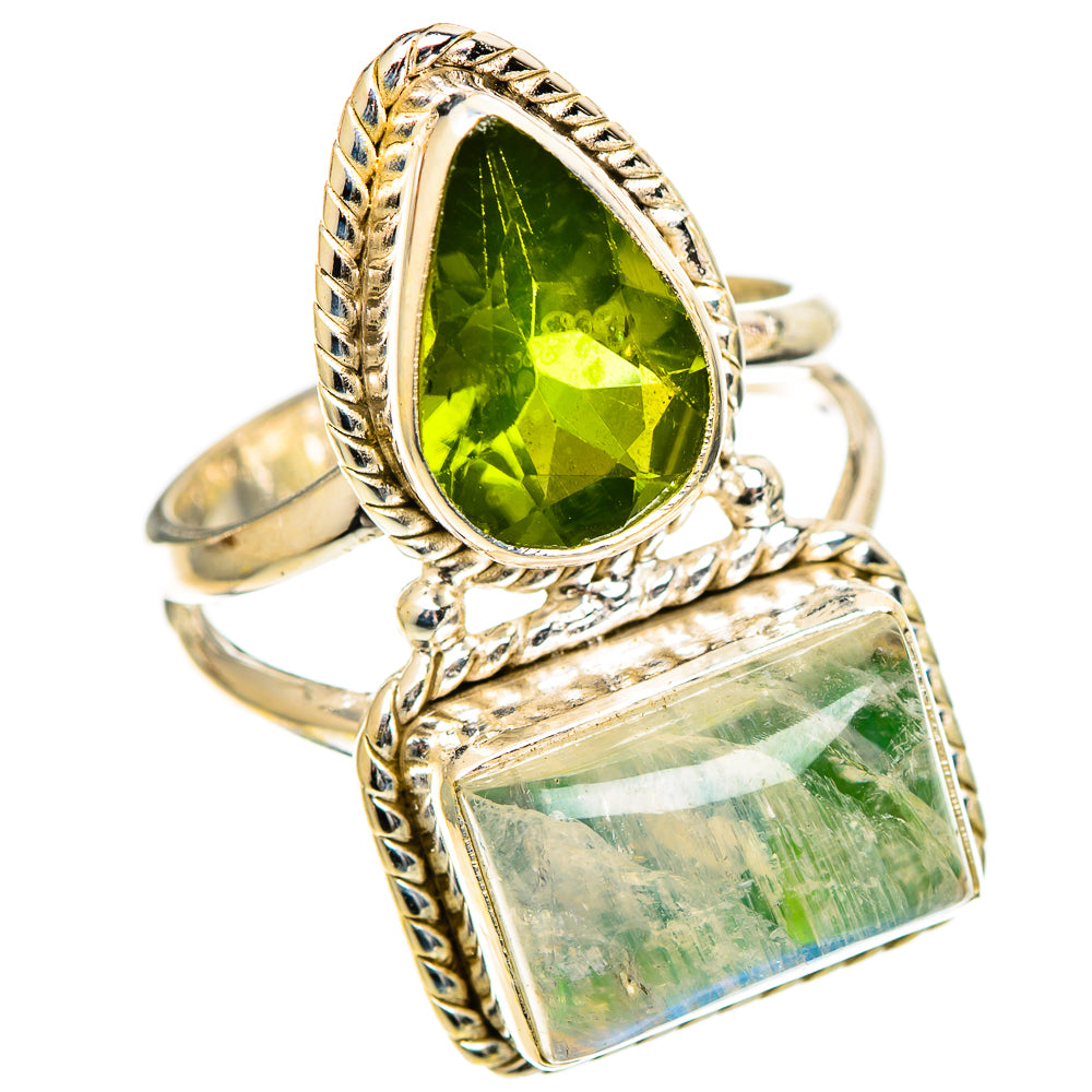 Green Moonstone Rings handcrafted by Ana Silver Co - RING109908 - Photo 2