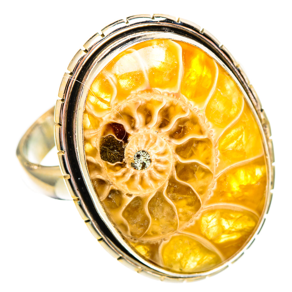 Ammonite Fossil Rings handcrafted by Ana Silver Co - RING110430 - Photo 2