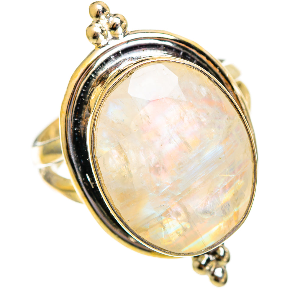 Rainbow Moonstone Rings handcrafted by Ana Silver Co - RING110605 - Photo 2
