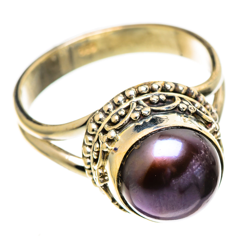 Titanium Cultured Pearl Rings handcrafted by Ana Silver Co - RING110796 - Photo 2