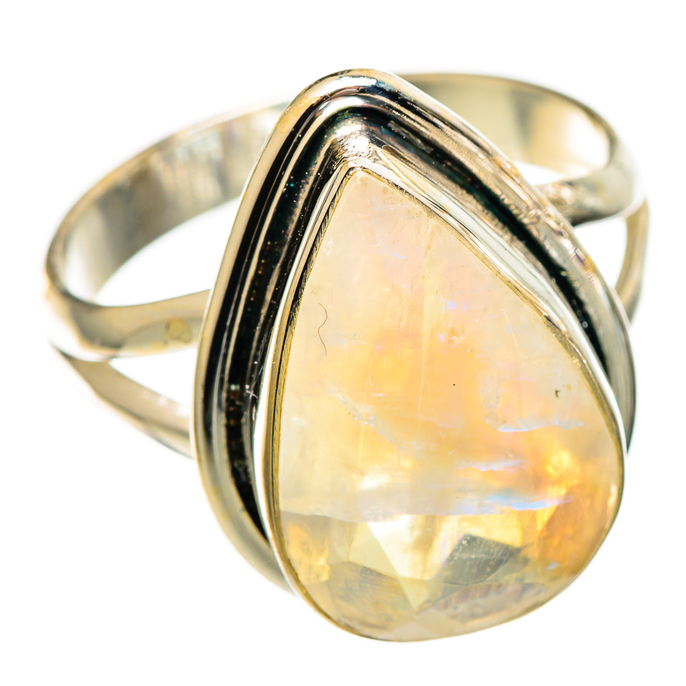 Rainbow Moonstone Rings handcrafted by Ana Silver Co - RING110829 - Photo 2