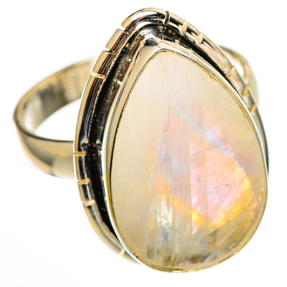 Rainbow Moonstone Rings handcrafted by Ana Silver Co - RING111073 - Photo 2
