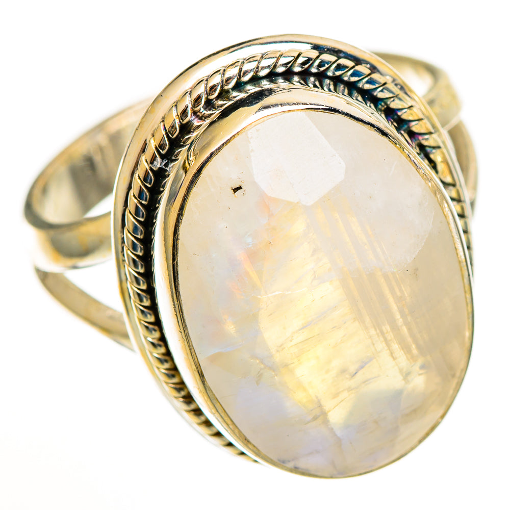 Rainbow Moonstone Rings handcrafted by Ana Silver Co - RING111201 - Photo 2