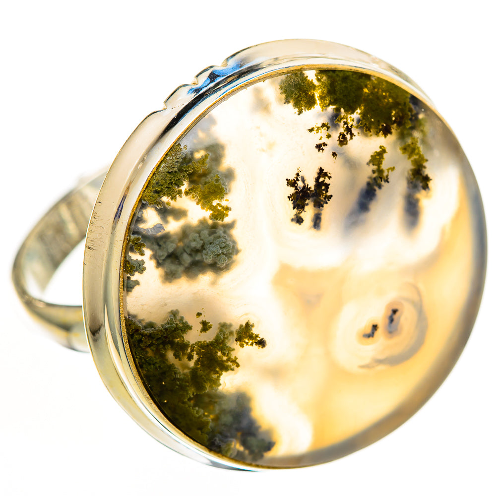 Green Moss Agate Rings handcrafted by Ana Silver Co - RING111231 - Photo 2