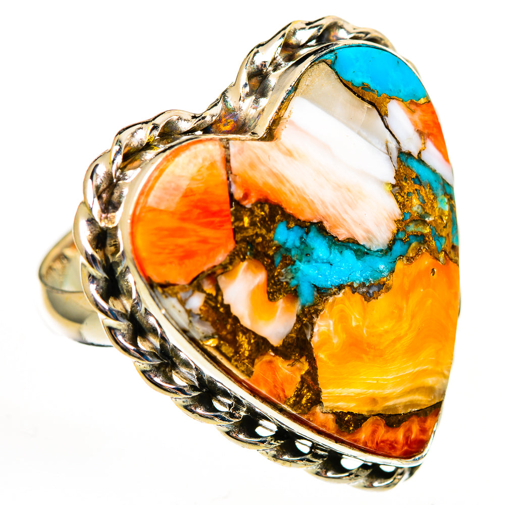 Spiny Oyster Turquoise Rings handcrafted by Ana Silver Co - RING111724 - Photo 2