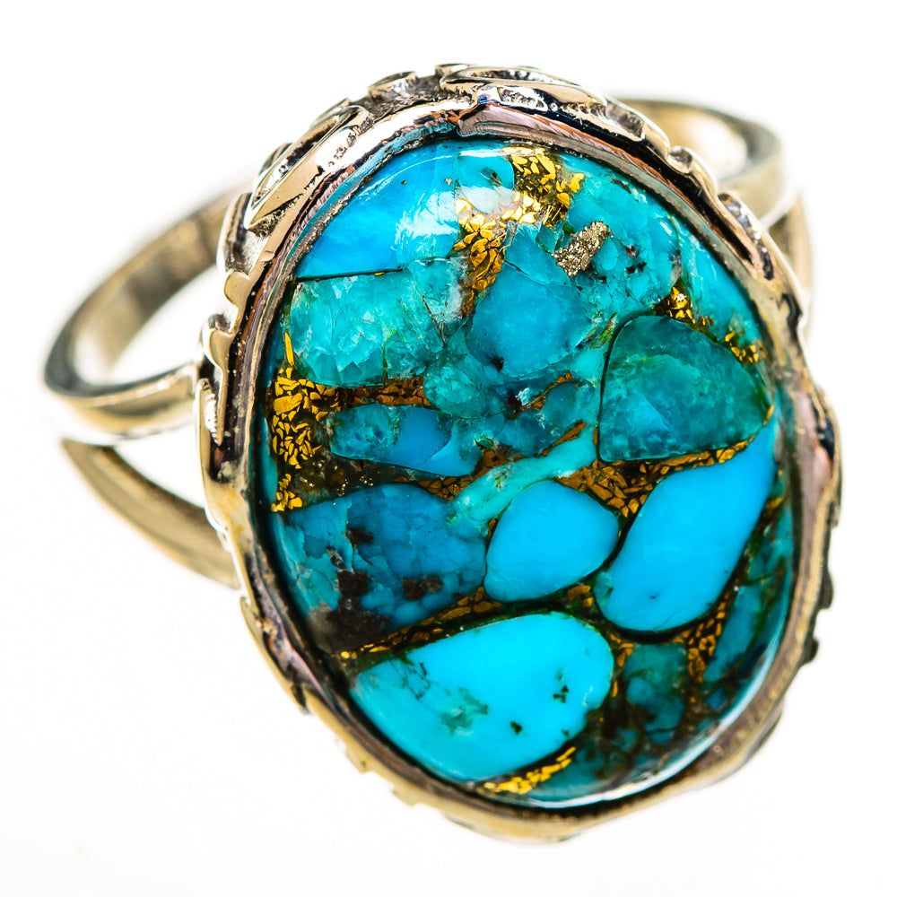 Blue Copper Composite Turquoise Rings handcrafted by Ana Silver Co - RING111753 - Photo 2