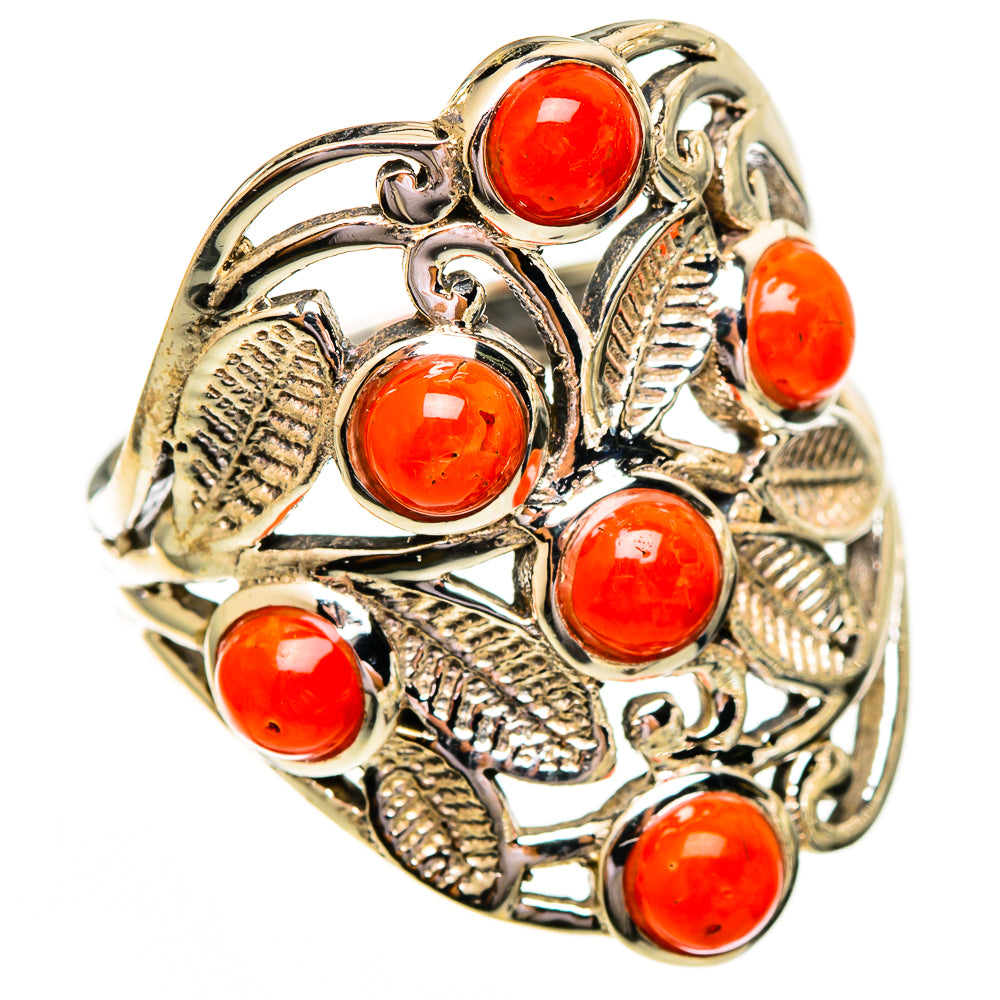 Mediterranean Red Coral Rings handcrafted by Ana Silver Co - RING111855 - Photo 2