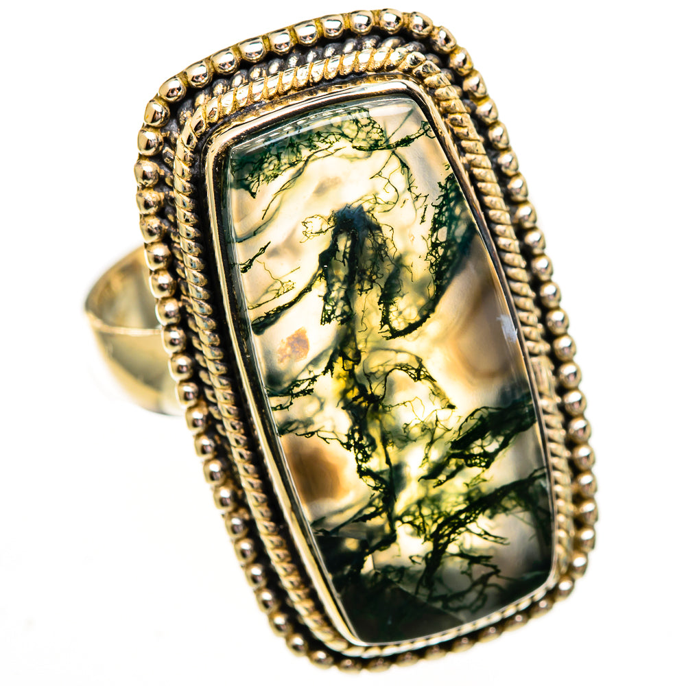 Green Moss Agate Rings handcrafted by Ana Silver Co - RING112000 - Photo 2
