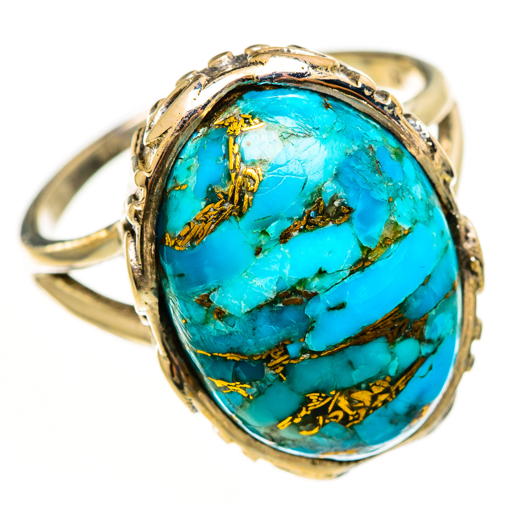 Blue Copper Composite Turquoise Rings handcrafted by Ana Silver Co - RING112184 - Photo 2