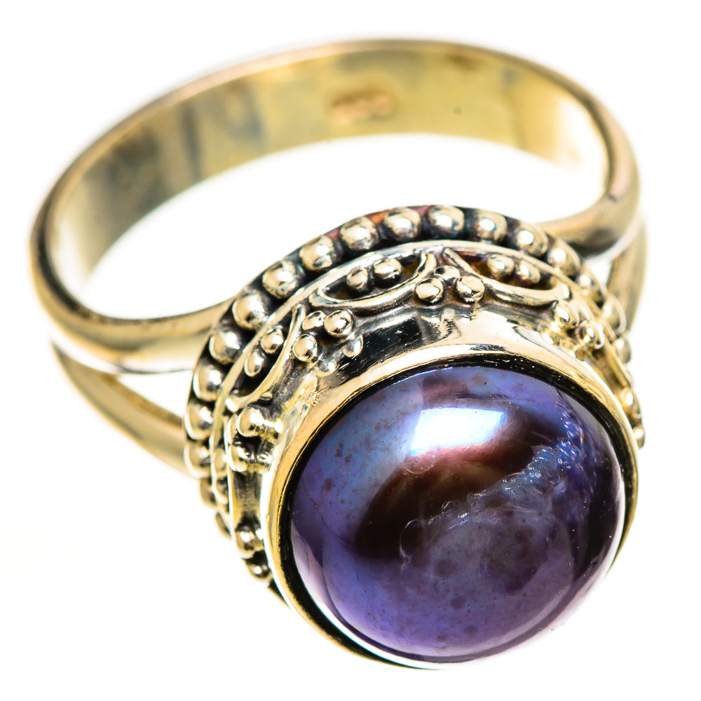 Titanium Cultured Pearl Rings handcrafted by Ana Silver Co - RING112252 - Photo 2