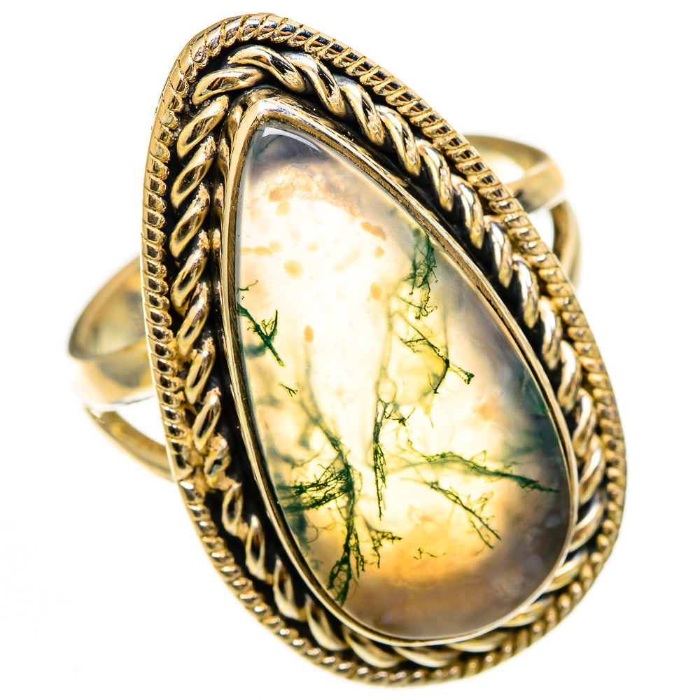 Green Moss Agate Rings handcrafted by Ana Silver Co - RING112302 - Photo 2