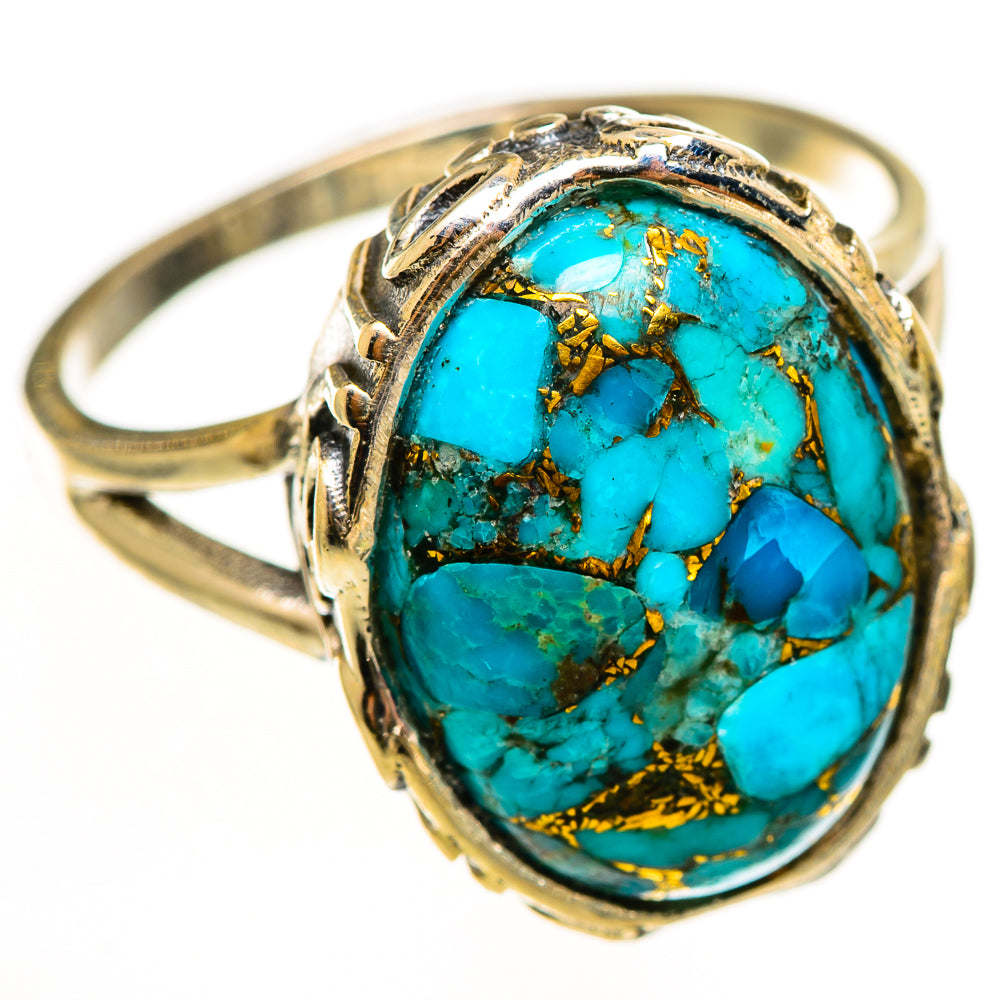 Blue Copper Composite Turquoise Rings handcrafted by Ana Silver Co - RING112326 - Photo 2