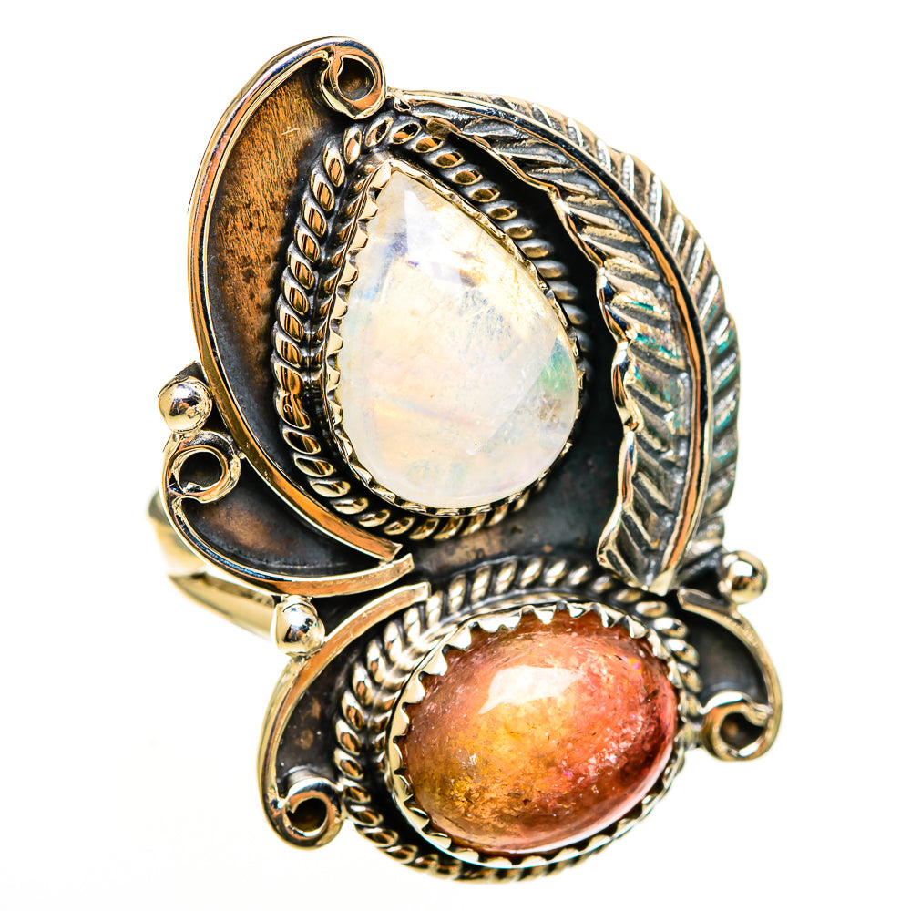 Rainbow Moonstone Rings handcrafted by Ana Silver Co - RING112421 - Photo 2
