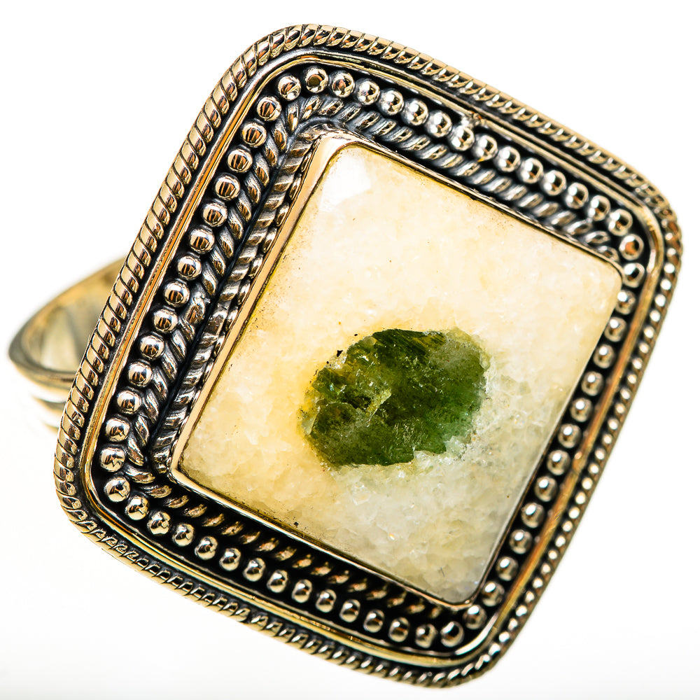 Green Tourmaline In Quartz Rings handcrafted by Ana Silver Co - RING112479 - Photo 2