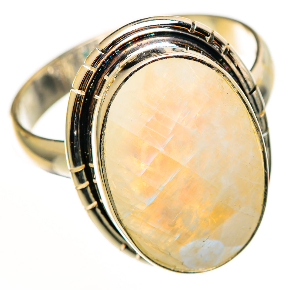 Rainbow Moonstone Rings handcrafted by Ana Silver Co - RING112611 - Photo 2