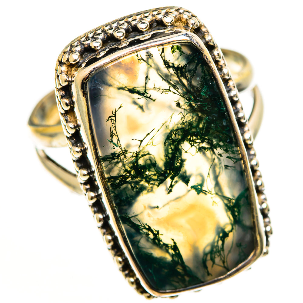 Green Moss Agate Rings handcrafted by Ana Silver Co - RING112728 - Photo 2