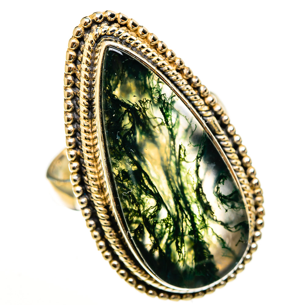 Green Moss Agate Rings handcrafted by Ana Silver Co - RING112846 - Photo 2