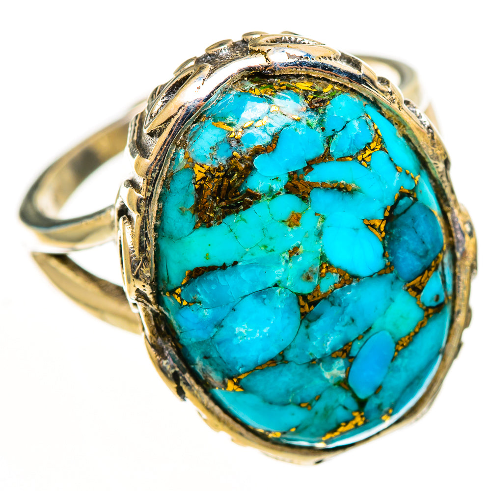 Blue Copper Composite Turquoise Rings handcrafted by Ana Silver Co - RING113085 - Photo 2