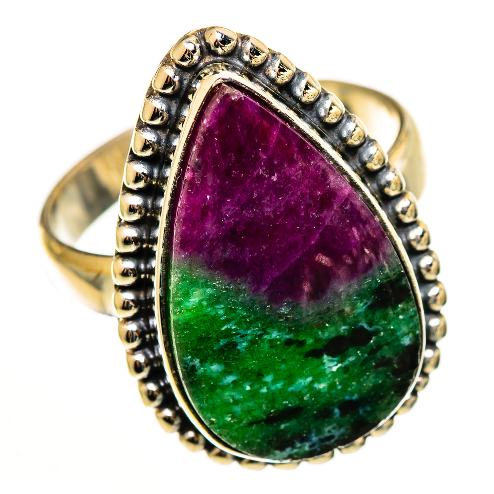 Ruby Zoisite Rings handcrafted by Ana Silver Co - RING113109 - Photo 2