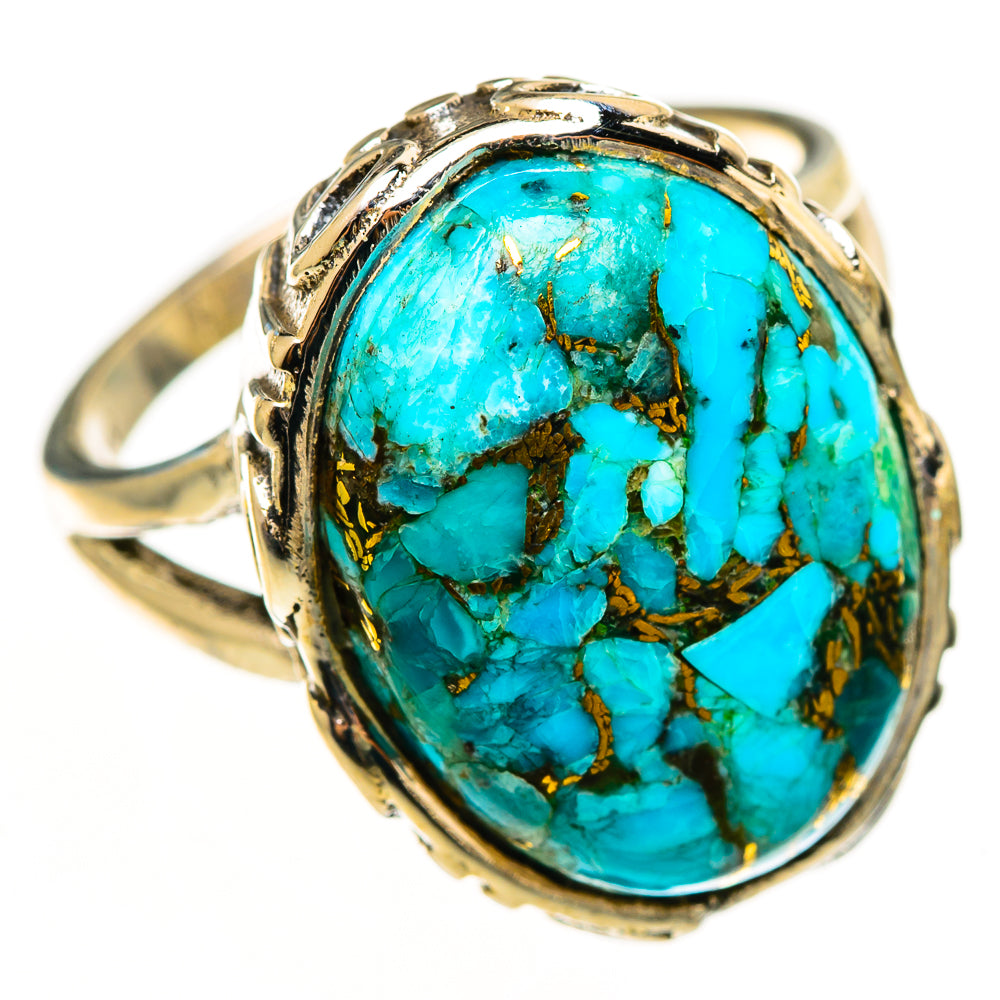 Blue Copper Composite Turquoise Rings handcrafted by Ana Silver Co - RING113142 - Photo 2
