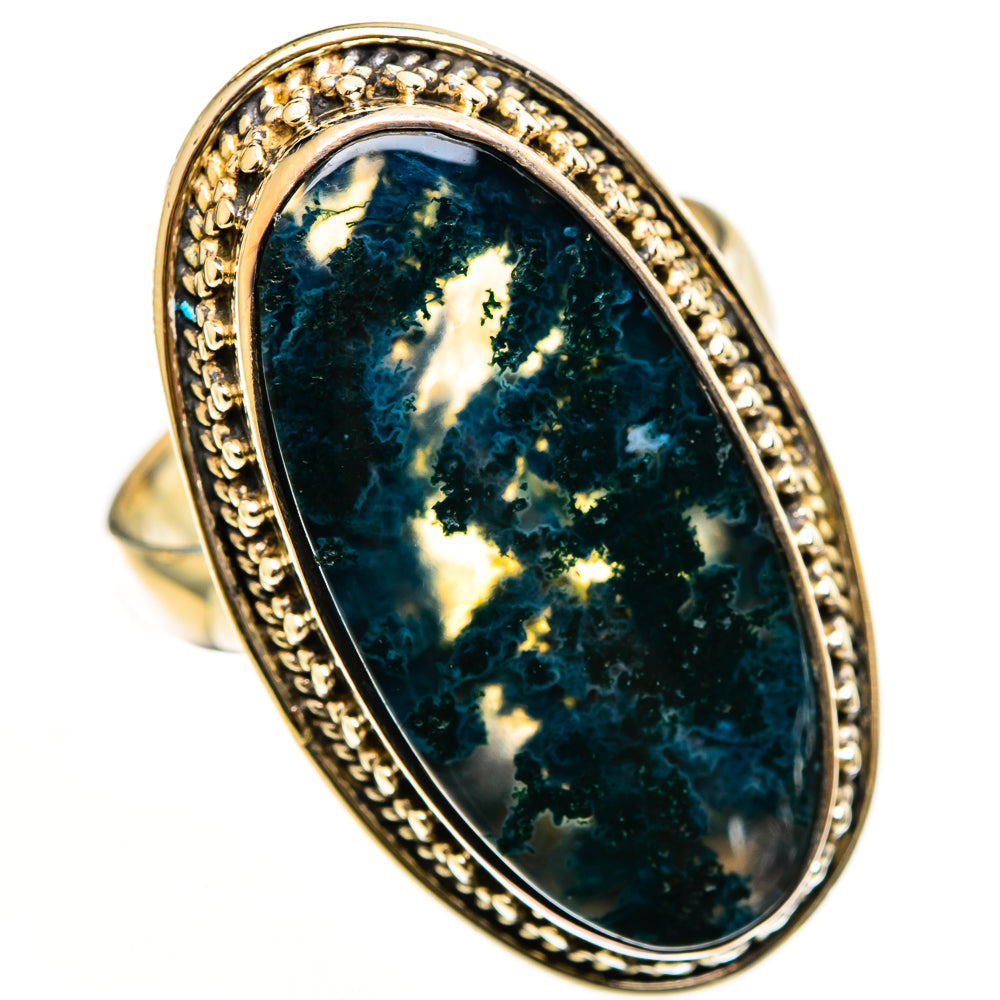 Green Moss Agate Rings handcrafted by Ana Silver Co - RING113216 - Photo 2
