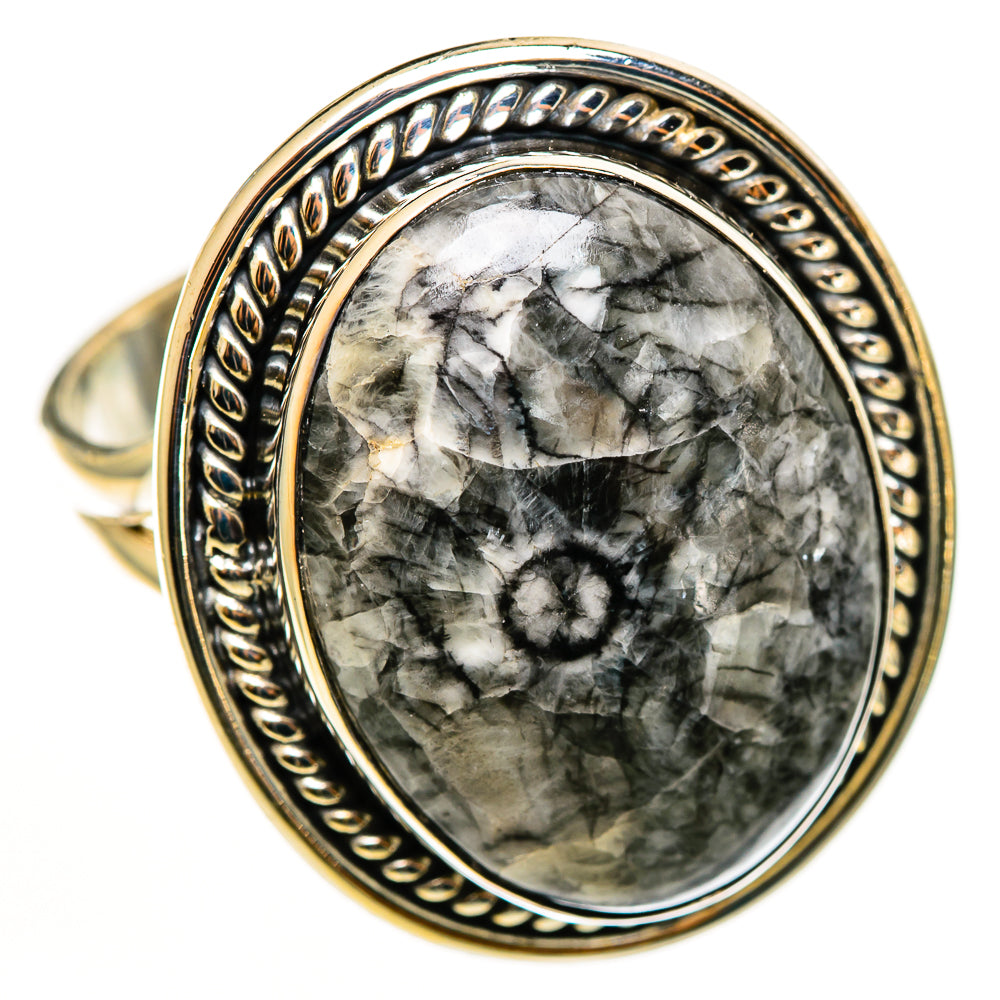 Moroccan Goniatite Fossil Rings handcrafted by Ana Silver Co - RING113267 - Photo 2