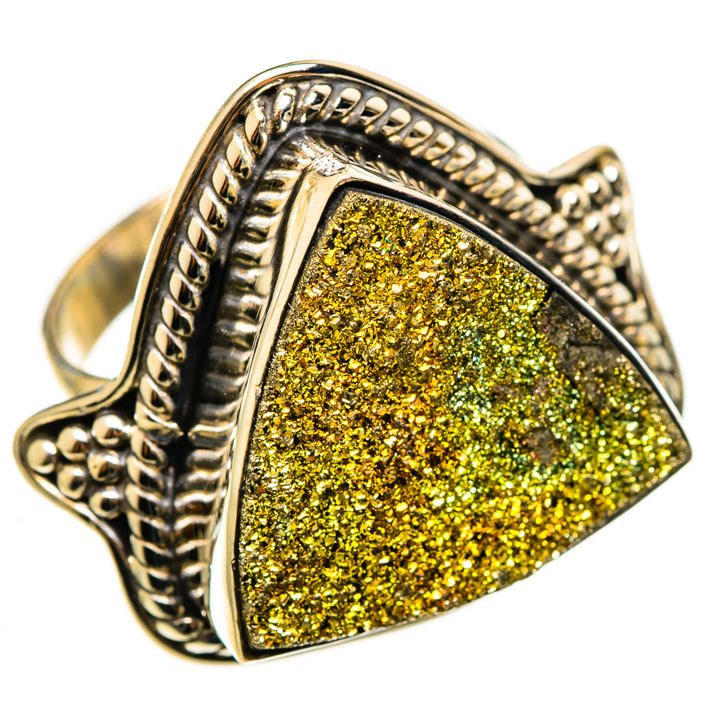 Spectro Pyrite Druzy Rings handcrafted by Ana Silver Co - RING113298 - Photo 2