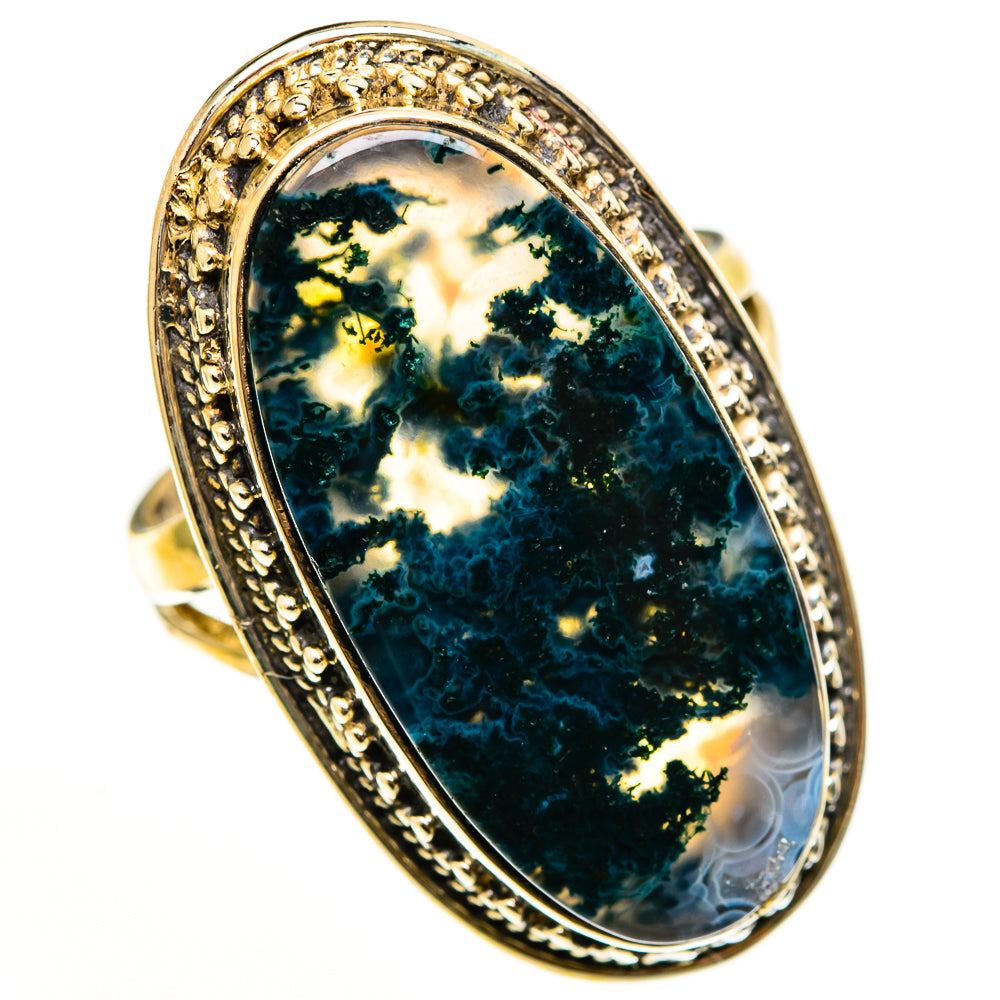 Green Moss Agate Rings handcrafted by Ana Silver Co - RING113305 - Photo 2