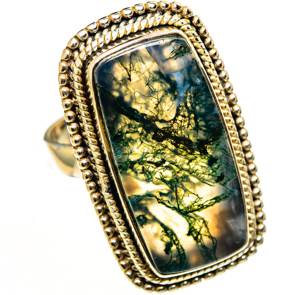 Green Moss Agate Rings handcrafted by Ana Silver Co - RING113328 - Photo 2