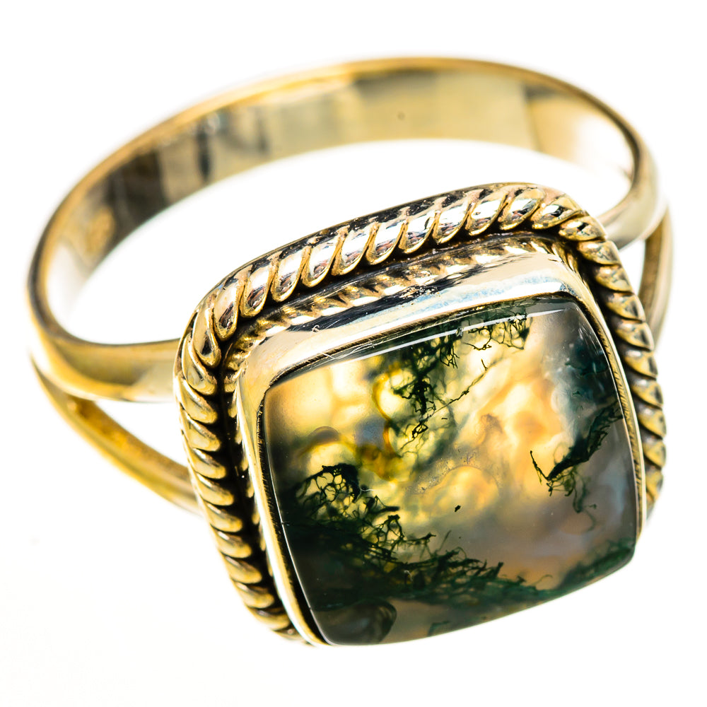 Green Moss Agate Rings handcrafted by Ana Silver Co - RING113405 - Photo 2