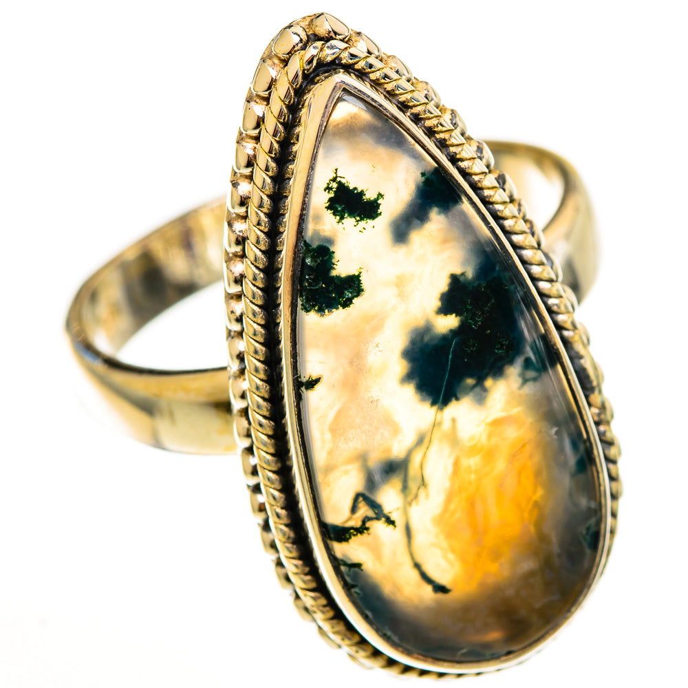 Green Moss Agate Rings handcrafted by Ana Silver Co - RING113430 - Photo 2
